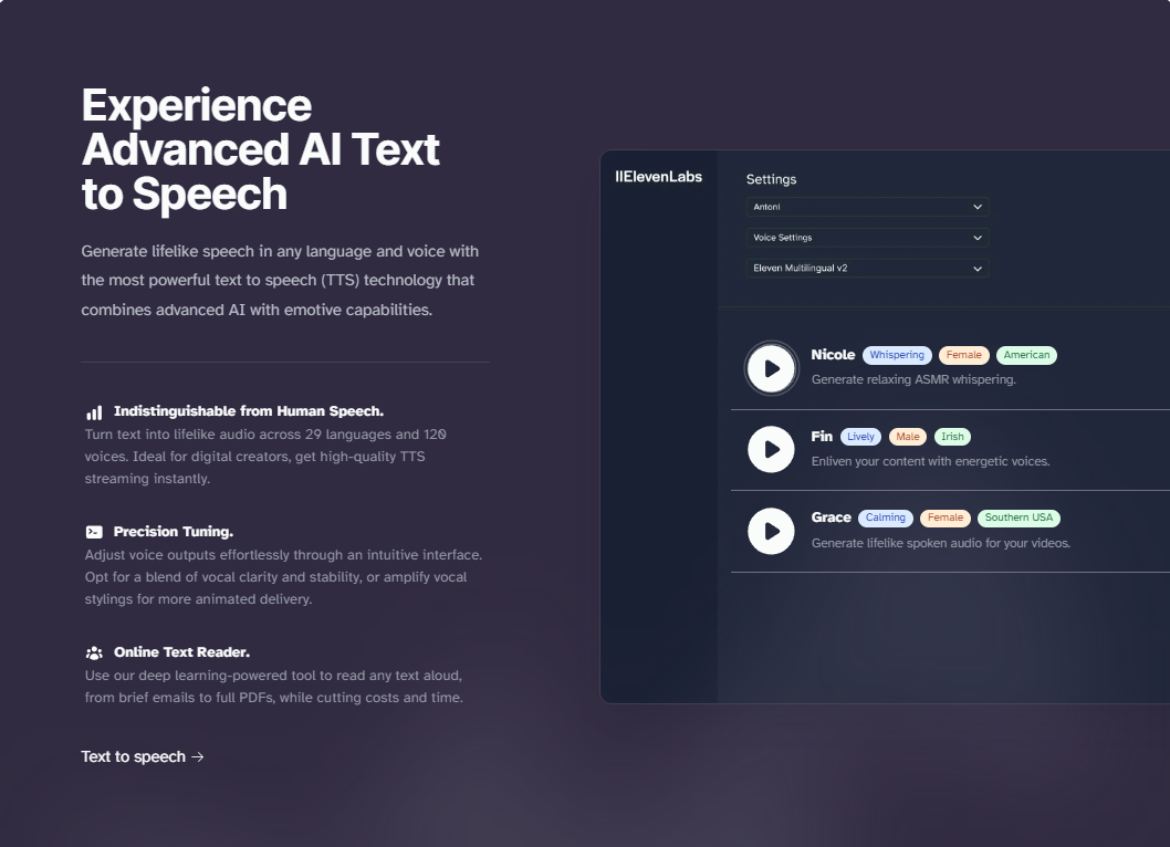 ElevanLabs features