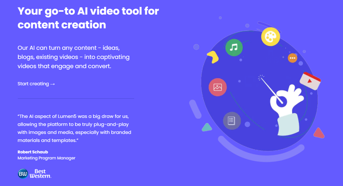 Lumen5 ai video generation tool features